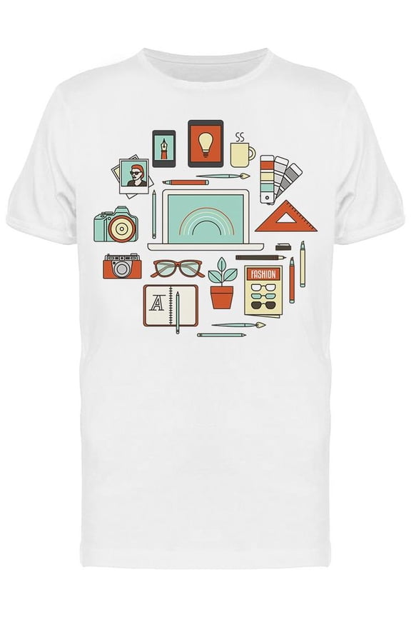 Laptop With Camera And Photos T-Shirt Men -Image by Shutterstock, Male Large