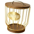 thumbnail image 3 of twisto Coffee Capsule Holder Organizer Iron And Wood Multipurpose Coffee Capsule Holder Container with Lid for Snacks Capsules Small Items Suitable for Kitch Gold, 3 of 8
