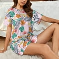 thumbnail image 4 of Cauagu Tropical Plants for Women's Round Neck Pajama Set,Short-Sleeved Pajamas Soft Sleepwear Set Summer Pajamas Set Lounge Sets 2-Piece Pj-XX-Large, 4 of 6