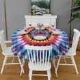 thumbnail image 2 of Colorful Rainbow Tie Dye Spiral Pattern Round Tablecloth 60"x60",Wrinkle Wipeable Table Cloth for Kitchen Dining Room Picnic Patio Party, 2 of 6