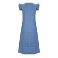 thumbnail image 5 of Tumotour Denim Dress For Women Summer Ruffle Sleeveless V Neck Jean Long Dress Blue Casual Loose Jean Maxi Dress 2025, 5 of 7
