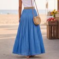 thumbnail image 6 of Vynhevius Womens Solid Belted Skirt Elastic Waist Flowy Casual Maxi, 6 of 6