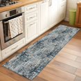 thumbnail image 3 of Navy Blue Grey Washable Runner Rugs 2'x6', Abstract Modern Boho Mottled Vintage Low Pile Throw Entryway Rug Non-Slip Sturdy Edge Binding Carpet for Indoor Bedside Entrance Bedside, 3 of 9