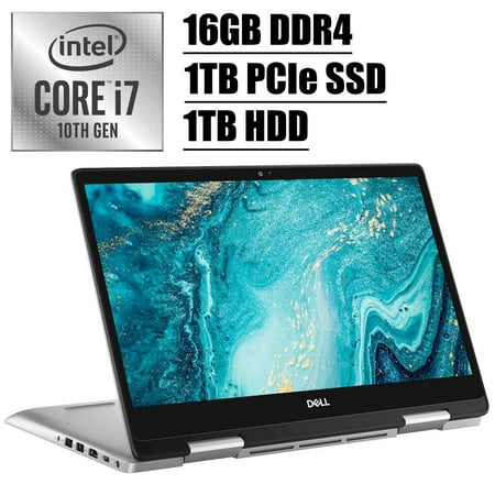 2020 Premium Dell Inspiron 14 5000 2-in-1 Laptop I 14" FHD IPS Touchscreen Display I 10th Gen Intel Quad-Core i7-10510U I 16GB DDR4 1TB PCIe SSD 1TB HDD I Backlit KB USB 3.1 HDMI Win 10