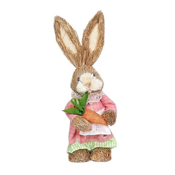 Decoraciones de Pascua, adornos de Pascua, regalos de Pascua, simulación de Pascua, conejito, decoración de jardín, conejito creativo de paja, el conejito
