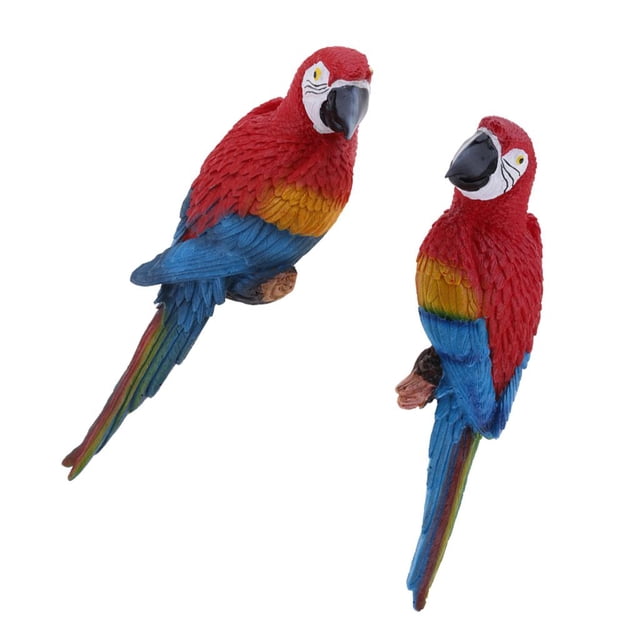 2x Adorno De Rojo Aves Animal Jardín Al Árbol Decoración Izquierda Y Derecha
