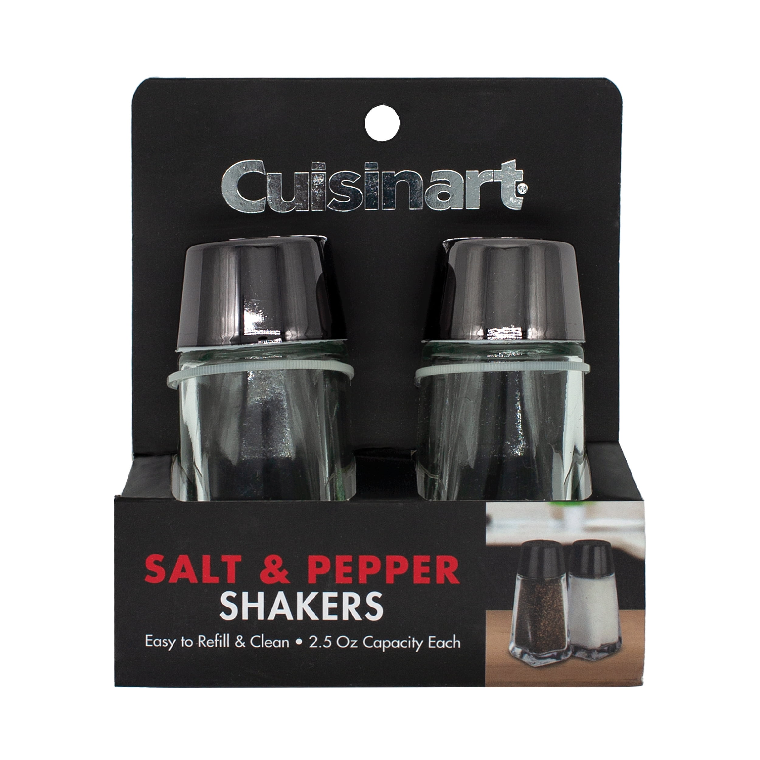 Cuisinart Salt Shaker And Pepper Grinder Set Glass large size holds 6oz  each