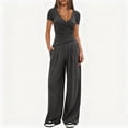 thumbnail image 6 of Spring and Autumn Wide-Leg Pants Set for Women, Short-Sleeved Sportswear Two-Piece Set for Various Occasions, Casual Commuting, 6 of 10