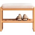 thumbnail image 6 of Wood Shoe Bench,2-Tier Storage Bench with Cushion Padded Seat,Entryway Bench with Shoe Storage, Small Bench for Entryway,Living Room, 6 of 9