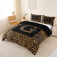 thumbnail image 2 of Catabedysis Brown Leopard Print Duvet Cover Queen,Chic Alphabet G Design Queen Bedding For Girls,Black Reversible,3-Piece,1 Duvet Cover and 2 Pillowcases, 2 of 6
