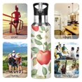 thumbnail image 7 of Yayeee 33oz Insulated Water Bottle Double Wall Stainless Steel with Flip Straw Lid, Beige Apple Pattern, 7 of 7