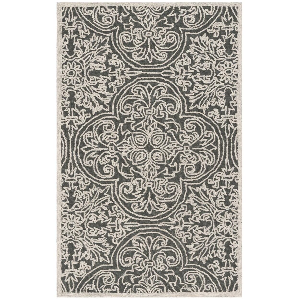 SAFAVIEH Trace Burton Geometric Wool Area Rug, Dark Grey/Light Grey, 8' x 10'