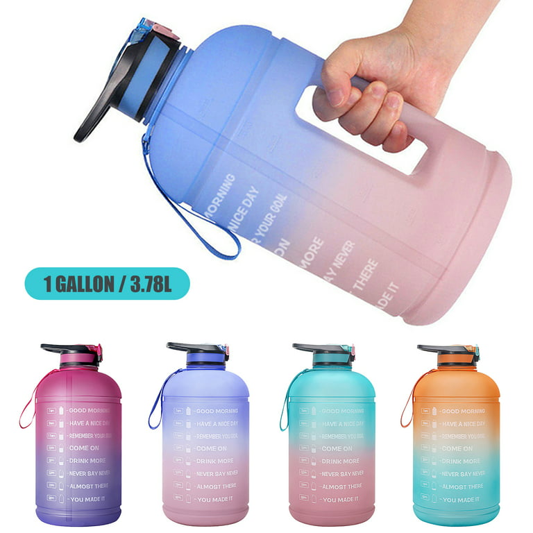 3.78L/ 1 Gallon Sports Leakproof Motivational Time Marker Water Bottle BPA  Free