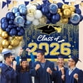 thumbnail image 4 of LEJHVAQK 2026 Graduation Decorations Set: Royal Blue & Gold Backdrop, Class of 2026 Banner & Balloon Arch Kit, Premium Party Supplies for High School & College Celebrations, 4 of 9