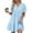 Sky Blue, variant on Diufon Summer Women's Mini Dresses V Neck Short Sleeve Pleated Dress Solid Color A-Line Dress