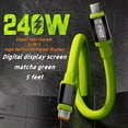 thumbnail image 3 of Thickened 240W Liquid Silicone Rubber Mobile Phone Data Cable USB C Cable, 240W 4.92FT 6A Fast Charging USB C Charger with LED Display (Green 2M), 3 of 9