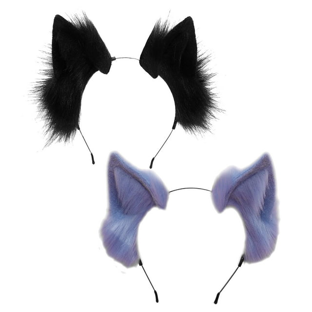2 diademas navideñas con orejas para el pelo, accesorios para disfraces Negro y azul