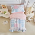 thumbnail image 1 of Set de ropa de cama para niños pequeños Joyreap rosa azul con diseño de retazos 107x145 cm, 1 of 7