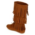thumbnail image 3 of New Women Nature Breeze Cherokee-03 Mid-Calf Layered Fringe Moccasin Flat Boot, 3 of 6
