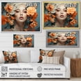 thumbnail image 4 of Designart "Sensual Woman with Flowers in Green and Orange" Fashion Framed Wall Art Decor - Glam Yellow Fashion Woman Bedroom Framed Canvas Wall Art, 4 of 6