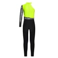 thumbnail image 4 of Haitryli Kids Girls Shiny Rhinestone One Shoulder Gymnastics Leotard Full Body Skating Jumpsuit Dance Bodysuit Unitard Fluorescent Yellow 14, 4 of 5