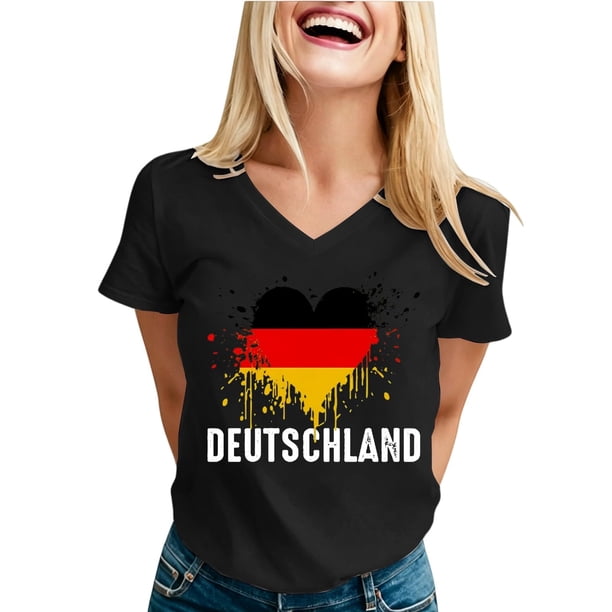 Women's Football Graphic T-Shirt, Women's V Neck Short Sleeve T Shirt, Casual Letter Print Tee, Fashion Summer Top for Soccer Tournament 2026 Dark Gray Size: L