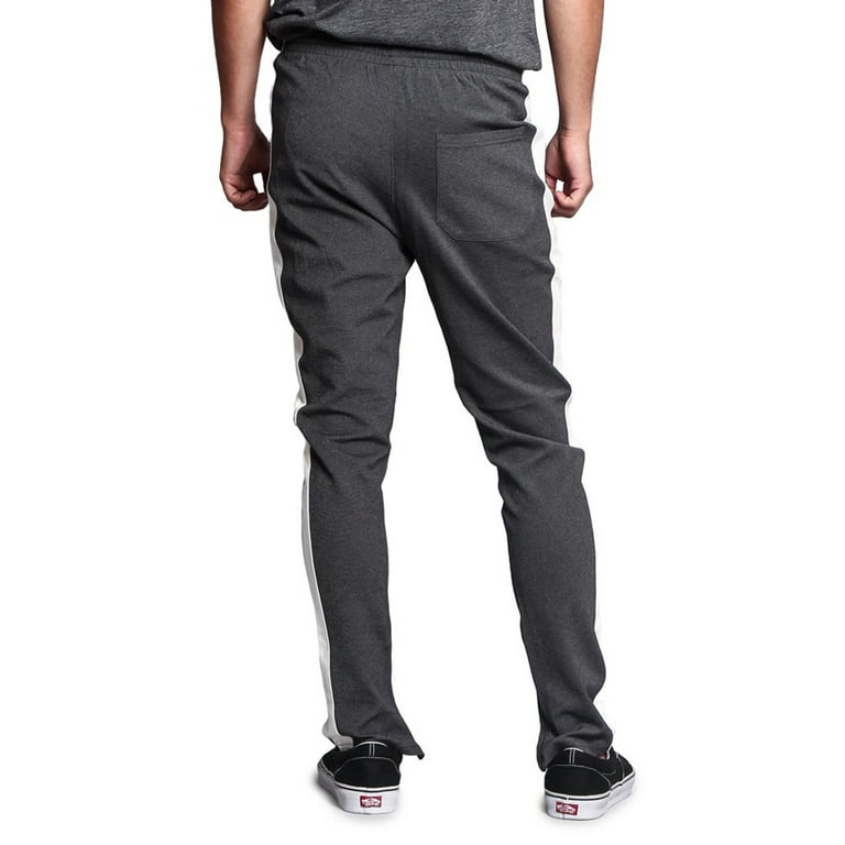 G-Style USA Men's Hip Hop Slim Fit Track Pants - Athletic Jogger with Side  Stripe - Charcoal/Off-White - Large