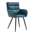 thumbnail image 6 of Set of 2 Office Chairs, Modern PU Leather Upholstered Side Chairs Armchairs with Tufted Backrest and Metal Legs , Comfy Accent Chairs Dining Chairs for Dinner Room, Living Room, Restaurant, Blue, 6 of 7
