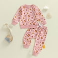 thumbnail image 2 of XZNPDUCQ 12-18 Months Toddler Baby Girl Clothes Outfit Ruffle Sleeve Shirt Pant Set Fall Clothing for Girl Dailywear & Loungewear Outfits Set A86-Red, 2 of 4