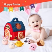 Surprise Barn Stuffed Farm Animals, Rattle, Crinkle, Mirror, Baby Toys 6-12 Months Montessori Toys - for 6 Month Old Sensory Balls 1-3 Plush Baby Valentines Day Gifts Easter Basket Stuffers