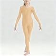 thumbnail image 2 of QATAINLAV Kids Girls Full Body Long Sleeve Jumpsuits Solid Color Slim Fit Catsuit Scoop Neck One Piece Pants Dance Bodysuits Khaki, 2 of 8