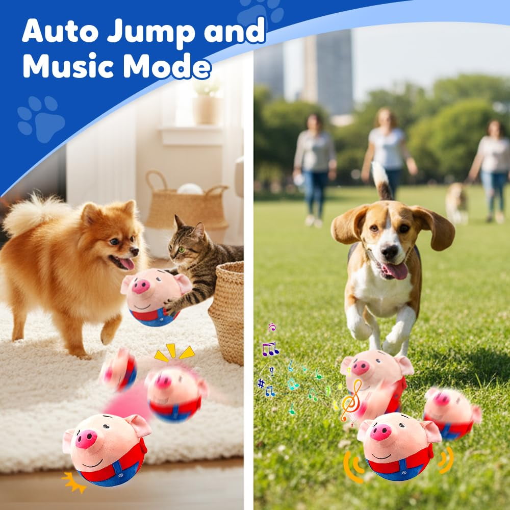 2026 Upgraded Interactive Dog Toys, Active Moving Pet Plush Toy, Rechargeable Squeaky Dog Ball Toy with Recording Sound, Washable Cartoon Pig Plush Toy for Dogs Puppies