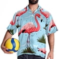 thumbnail image 4 of Flamingo Tropical Rainforest Men's Short Sleeve Spread Collar Beach Shirts Casual Printed Button Down Unisex Summer Tops, 4 of 6