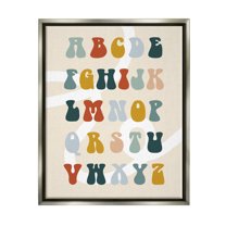 Stupell Industries Earth Tones Alphabet Typography Painting Gray Floater Framed Canvas Art Print Wall Art, 25 x 31