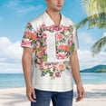 thumbnail image 5 of Letter L Flower Graphic Hawaiian Shirts For Men, Summer Short-Sleeve Relaxed-Fit Button-Down Shirts Small, 5 of 9
