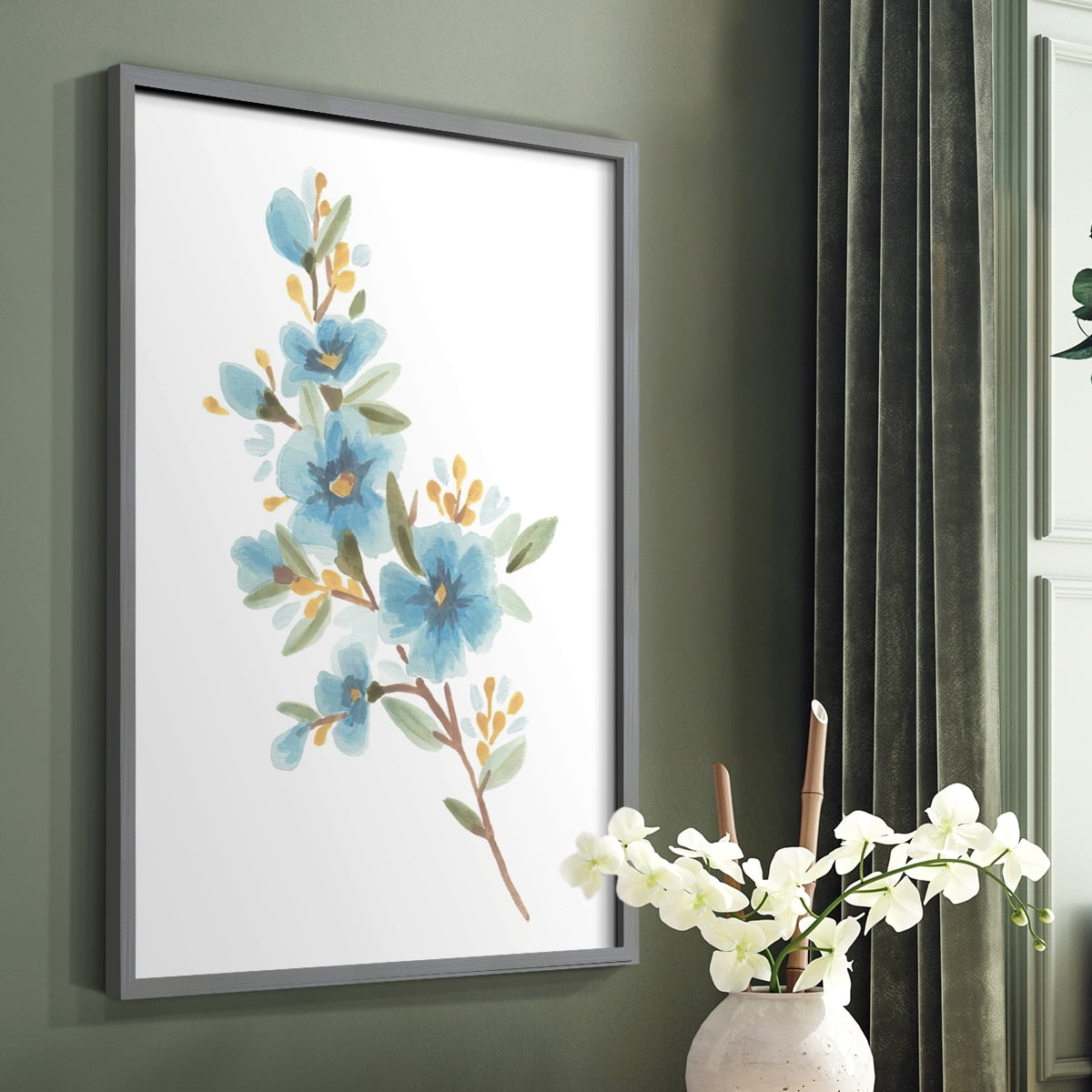 Wildflower Sprig I Framed Print - Solid Wood in Single Picture Frame Solid Wood 2 Framed Print