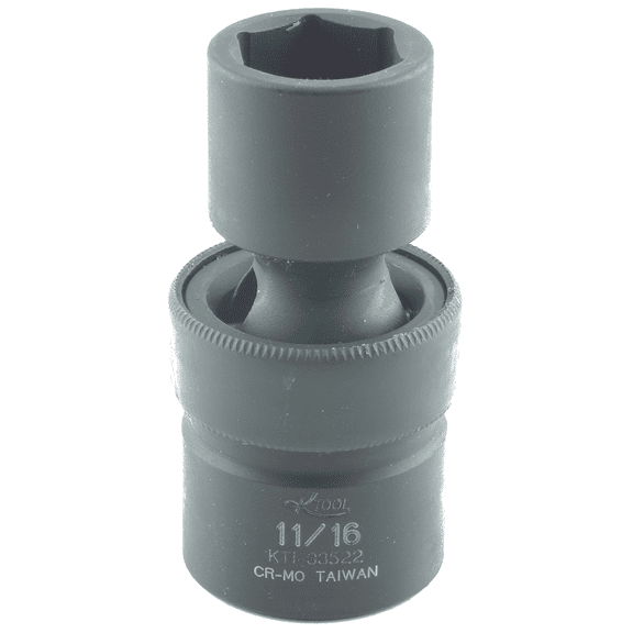 K-Tool 33522 11/16x1/2" Drive 6pt Frac SAE Standard Impact Flex Socket