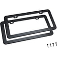 thumbnail image 2 of 2PCs Creathome Stainless Steel License Plate Frames with Matt Black Color, 2 of 9
