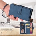 thumbnail image 5 of Phone Case for Samsung Galaxy A20 A30 Wallet Cover with Tempered Glass Screen Protector and Wrist Strap Leather Flip Credit Card Holder Slot Stand Cell M10s A 30 20A SM A205G Women Men Blue, 5 of 13