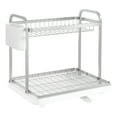 thumbnail image 3 of Sakugi Dish Drying Rack, 2-Tier Stainless Steel Dish Racks, Dish Drainer for Kitchen Counter, White, 3 of 7