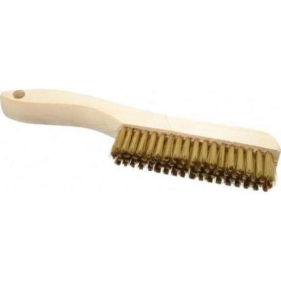 Osborn - 4 Rows x 18 Columns Brass Plater's Brush - 4-3/4" Brush Length x 1-1/16" Brush Width, 10" OAL, 1" Trim Length, Wood Handle (3 Pack)