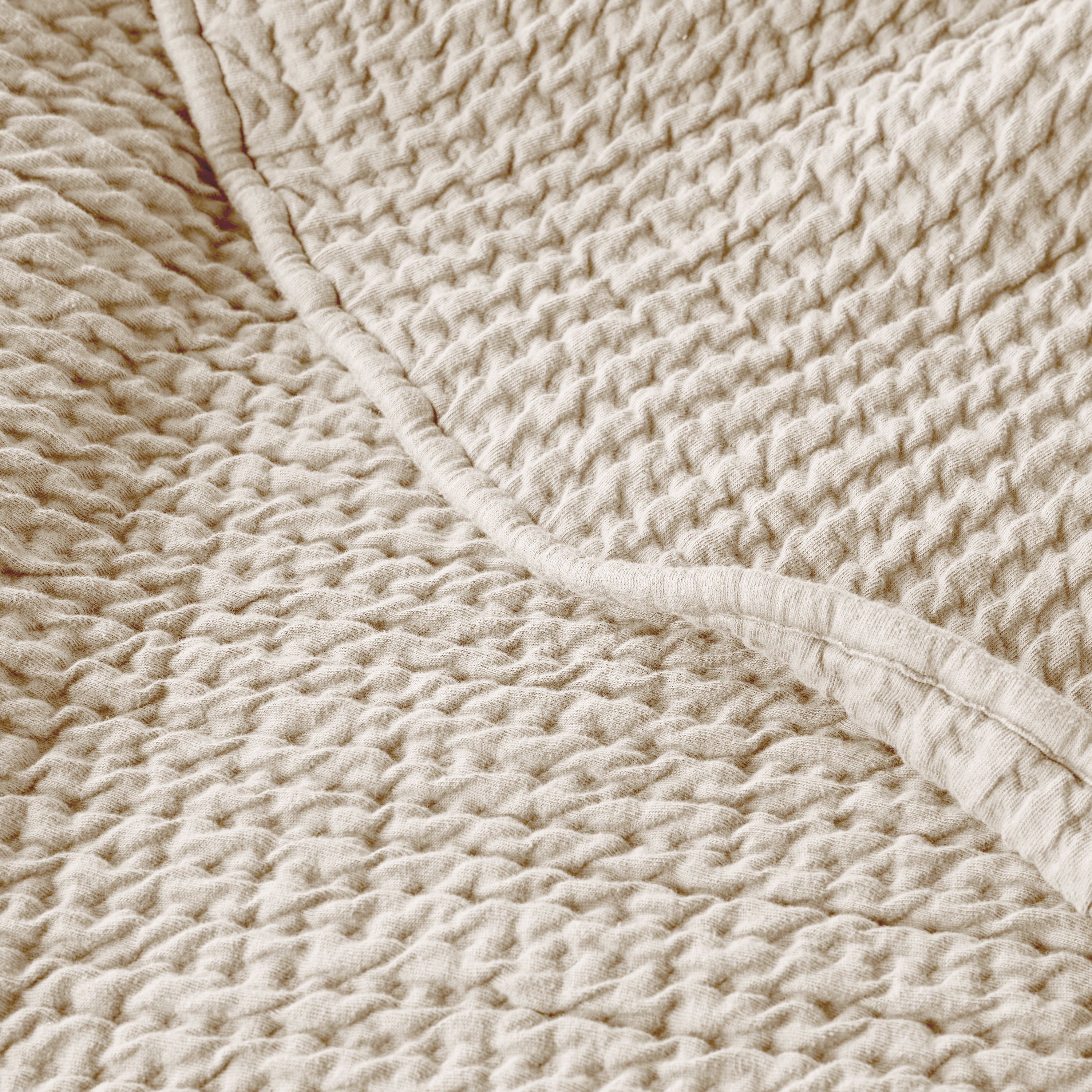 Allswell Cotton Crinkle Blanket, Cream Glaze, Full/Queen