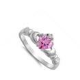 thumbnail image 4 of CHOOSE YOUR COLOR Sterling Silver Women's Pink CZ Claddagh Irish Ring Celtic Band 9mm Female Size 7, 4 of 4