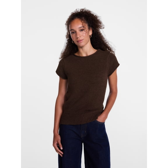 Scenario Women's and Women's Plus Pullover Rollneck Lightweight Sweater with Short Sleeves, Sizes XS-4X
