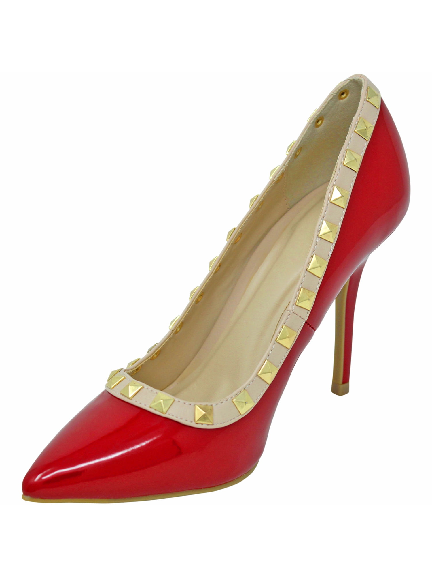 Womens Red Patent Leather Pumps With 