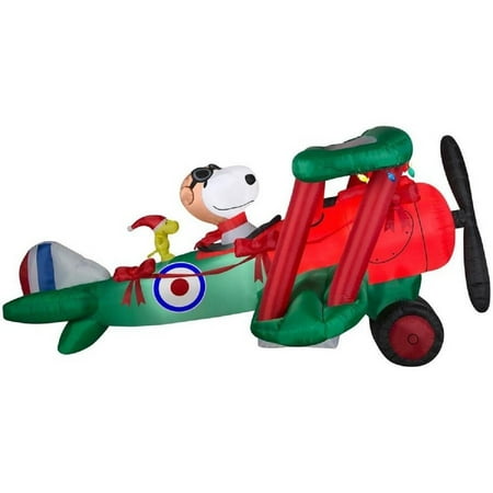 Peanuts Snoopy Airplane Inflatable 12 FT ANIMATRONIC Lighted Snoopy Airplane Woodstock Airblown