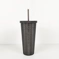 thumbnail image 2 of Vaso Textura diamante doble pared 700 ml con popote Negro, 2 of 6