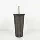 thumbnail image 2 of Vaso Textura diamante doble pared 700 ml con popote Negro, 2 of 6
