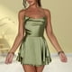 thumbnail image 3 of Vestido Drapeado De Raso Vestido drapeado de satén para mujer Vestido tuinic sin mangas Traje de vacaciones (Verde L) Ygjytge para Mujer Verde T M, 3 of 7