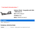 thumbnail image 2 of Undercar Shield - Compatible with 2004 - 2008 Acura TL 2005 2006 2007, 2 of 2